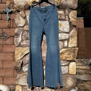 Free People  Super Flare Bell Bottom Jeans Size 30 High Rise 70's  Retro Hippie